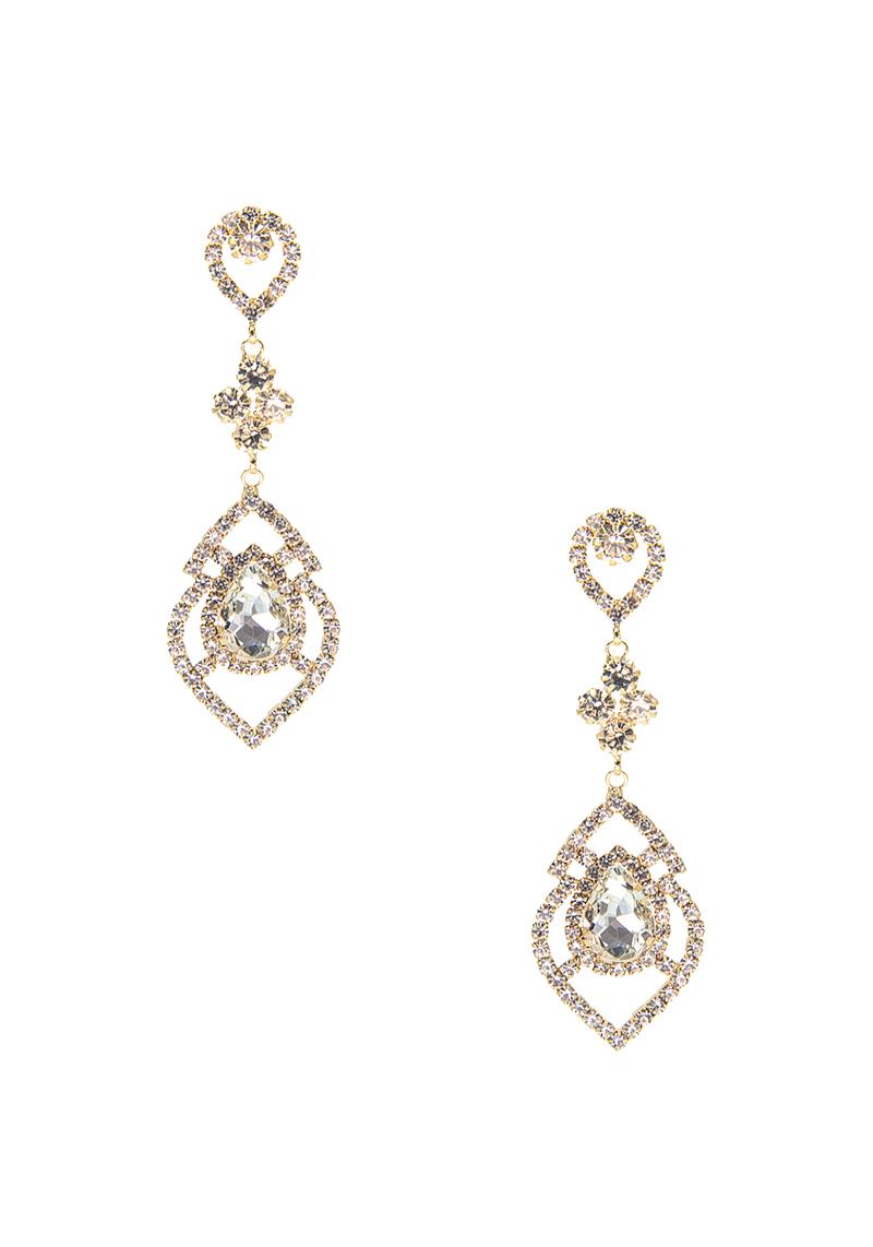 RHINESTONE CRYSTAL SHAPE DESIGN EARRING
