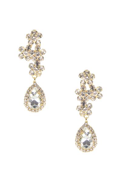 RHINESTONE FLOWER TOP TEARDROP EARRING