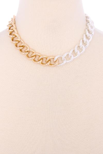 TWO TONE METAL CHAIN NECKLACE