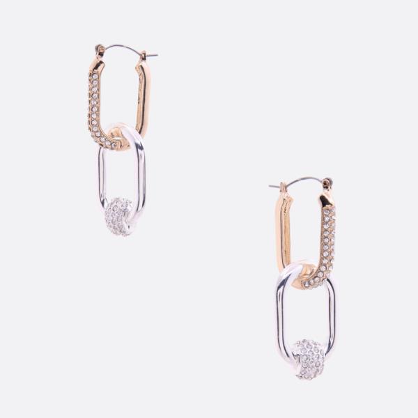 METAL RHINESTONE LINK DROP EARRING