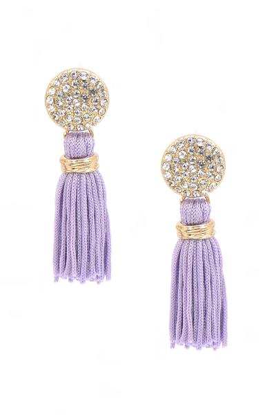 FASHION TASSEL RHINESTONE ROUND EARRING
