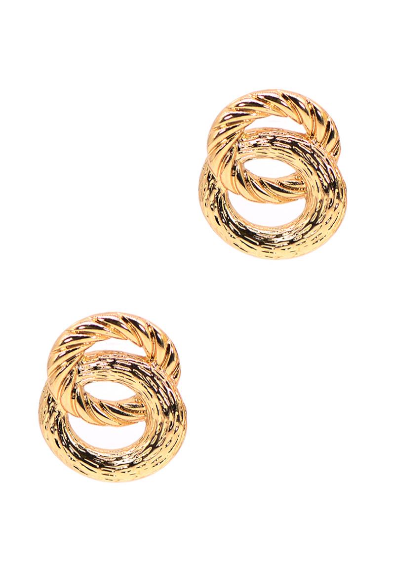 DOUBLE CROSS RING METAL STUD EARRING