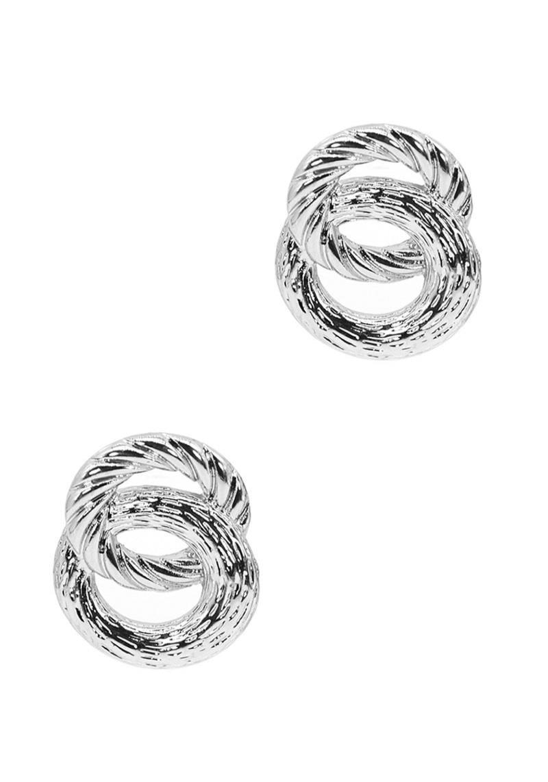 DOUBLE CROSS RING METAL STUD EARRING
