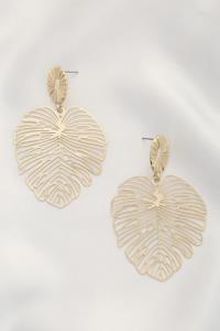 TROPICAL LEAF METAL DANGLE EARRING