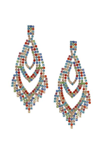 RHINESTONE LAYER DESIGN FRINGE EARRING