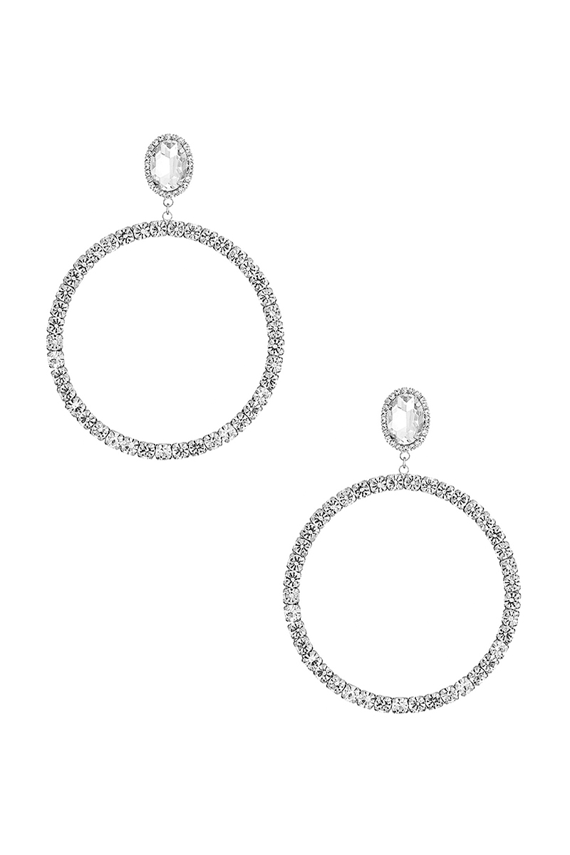 RHINESTONE OVAL TOP 80MM ROUND HOOP EARRING