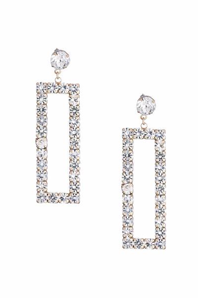 RHINESTONE RECTANGLE DANGLE EARRING