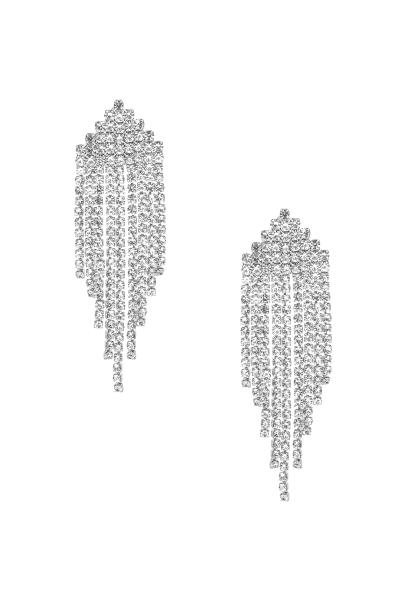 RHINESTONE MULTI LINE FRINGE POST EARRING
