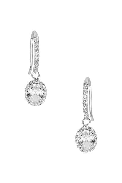 CUBIC ZIRCONIA OVAL SHAPE FISH HOOK EARRING