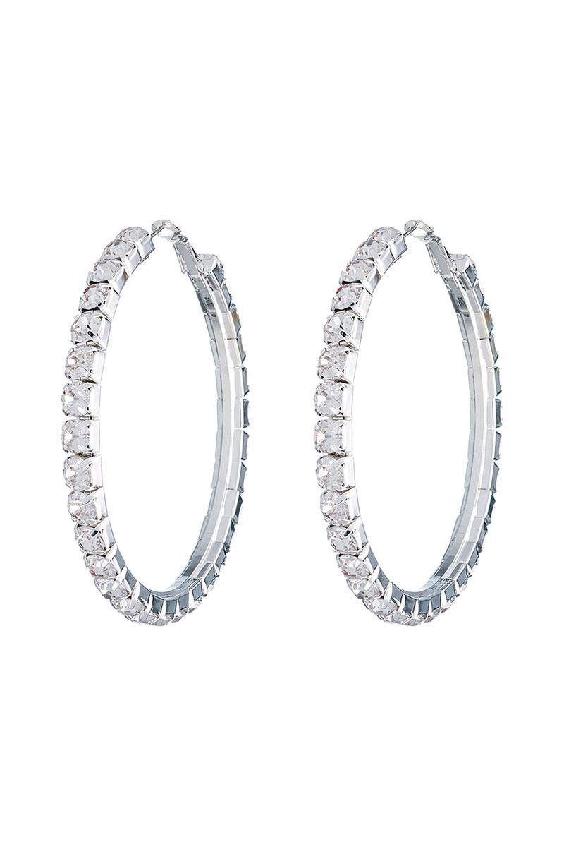BASIC RHINESTONE 60MM HOOP EARRING