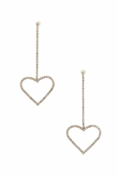 RHINESTONE HEART DROP EARRING