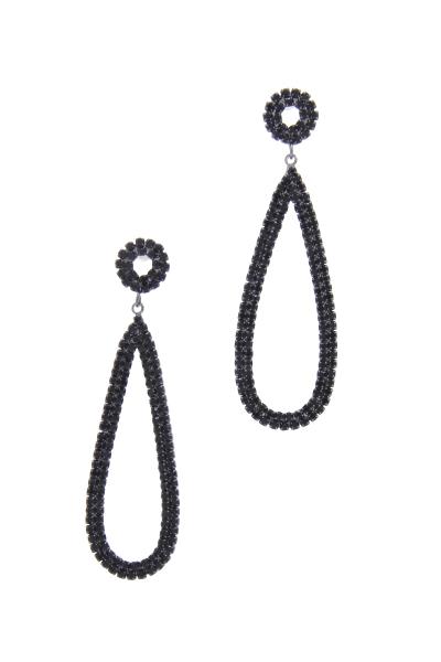 LONG RHINESTONE OVAL POST DROP EARRING