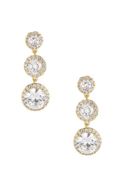 CUBIC ZIRCONIA THREE CIRCLE DANGLE EARRING