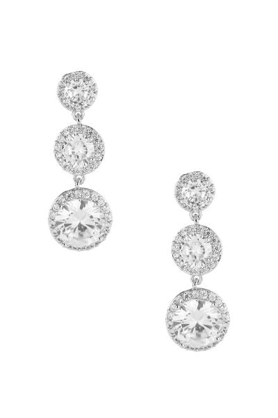 CUBIC ZIRCONIA THREE CIRCLE DANGLE EARRING