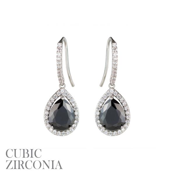 CUBIC ZIRCONIA HALO TEARDROP EARRING