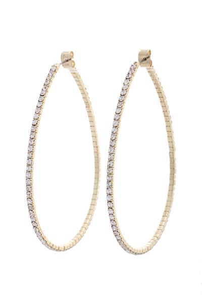 LONG OVAL RHINESTONE EDGE HOOP EARRING