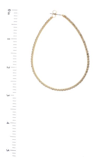 LONG OVAL RHINESTONE EDGE HOOP EARRING
