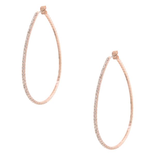 LONG OVAL RHINESTONE EDGE HOOP EARRING