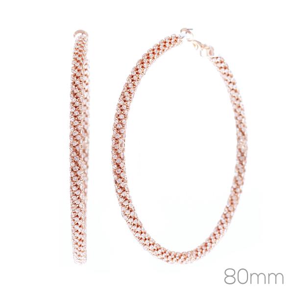 RHINESTONE EDGE 80MM HOOP EARRING