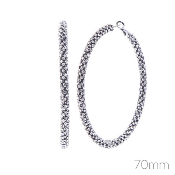 PAVE RHINESTONE HOOP 70MM EARRING