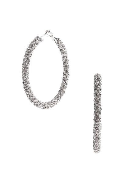 COLOR THICK RHINESTONE HOOP EARRING