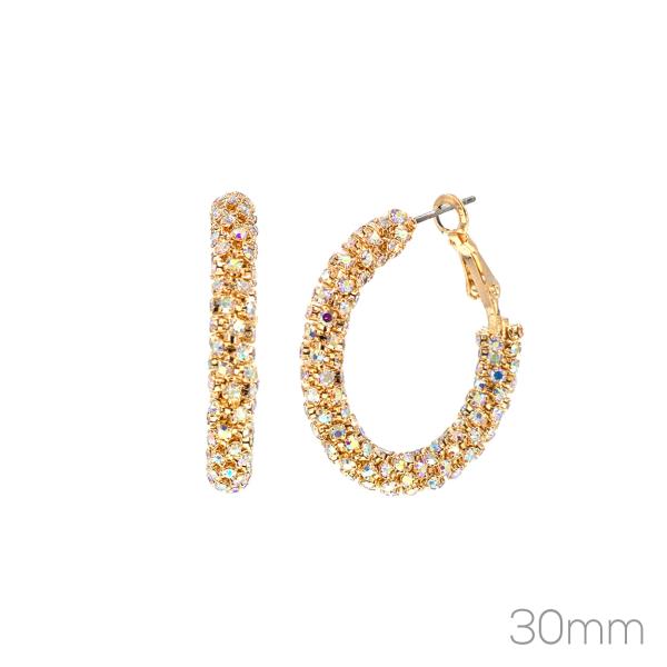 RHINESTONE OVAL ROUGH TEXTURE EARRING