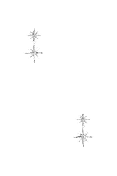 FASHION RHINESTONE METAL DOUBLE STARBURST SHAPE EARRING