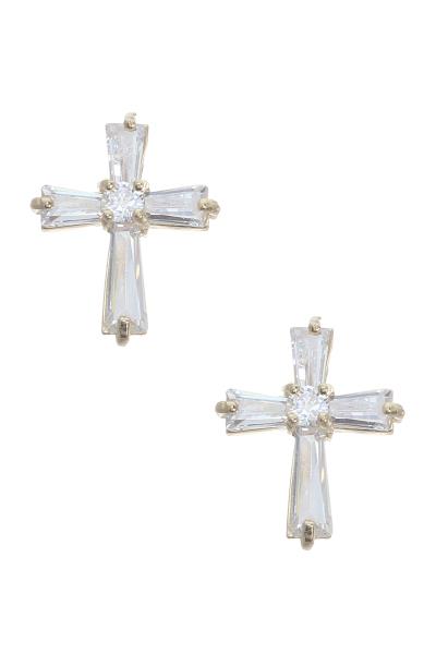 FASHION SAINT CROSS CRYSTAL EARRING