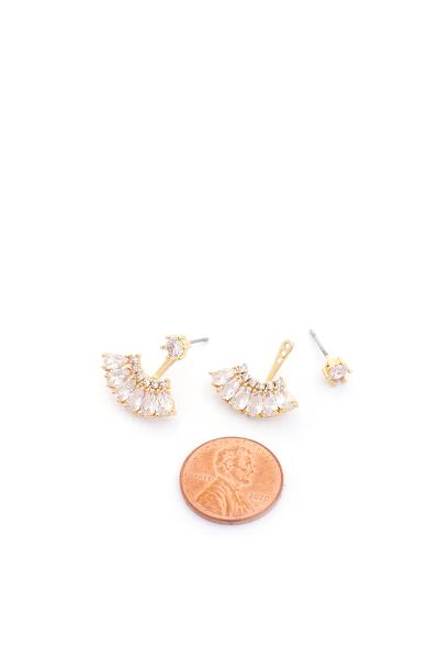 CRYSTAL DANGLE CURVED EARRING