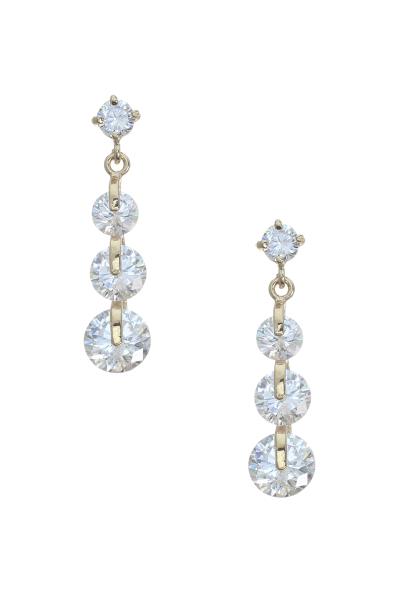 CUBIC ZIRCONIA THREE ROUND EARRING