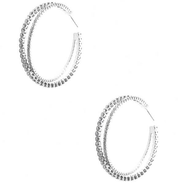 DOUBLE LAYER RHINESTONE HOOP EARRING