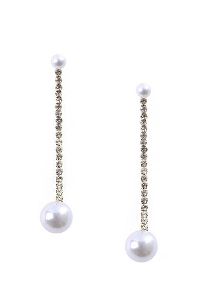 RHINESTONE PEARL DROP EARRING