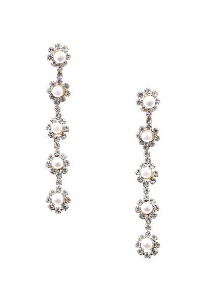 RHINESTONE PEARL DROP EARRING