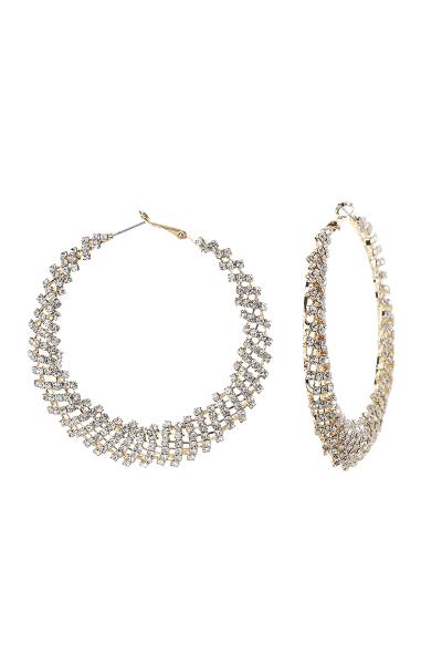 RHINESTONE OBLIQUE HOOP EARRING