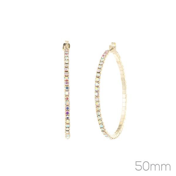 50MM RHINESTONE EDGE HOOP EARRING