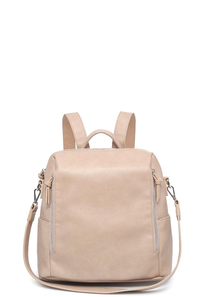 SMOOTH PLAIN DESIGN ZIPPER BACKPACK