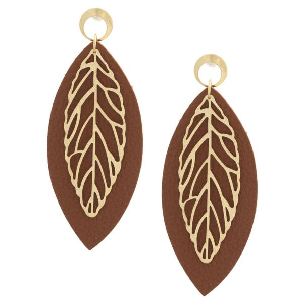 LEAF POINTED OVAL DANGLE EARRING