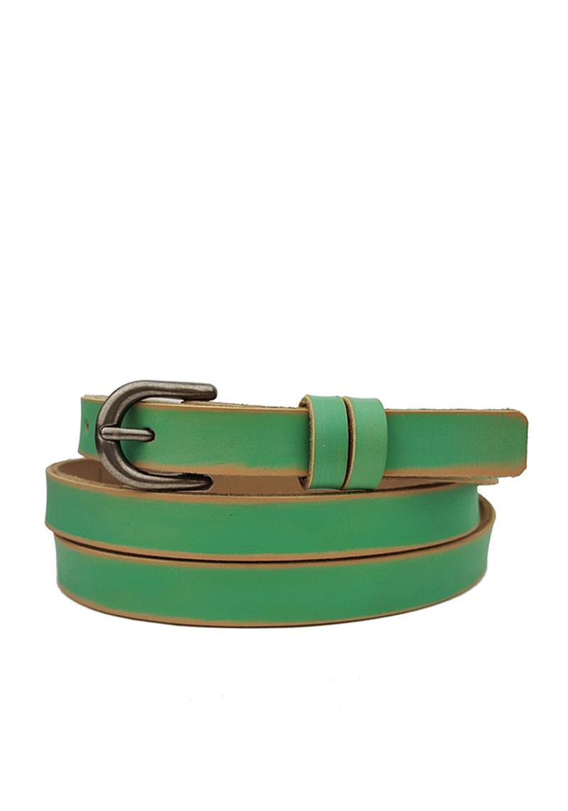 DISTRESS VEGAN IN SKINNY DOUBLE LOOPS BELT