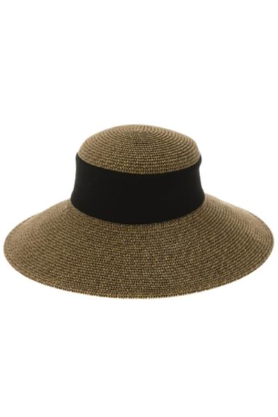 COLLAPSIBLE STRAW HAT W/ FABRIC BAND