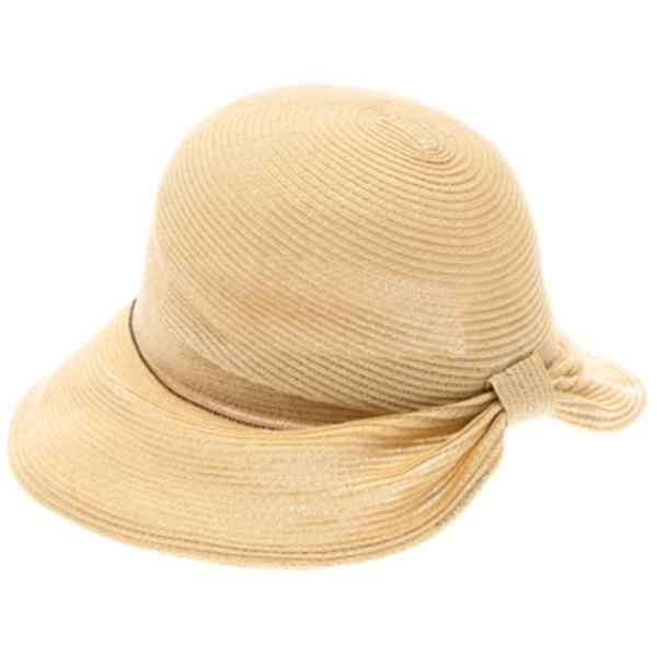 FINE MICRO BRAID STRAW SUN HAT WITH ELEGANT SCRUNCHED BOW