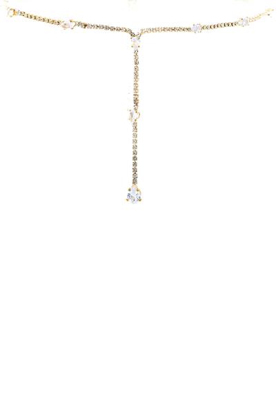 RHINESTONE CRYSTAL TEARDROP LARIAT NECKLACE