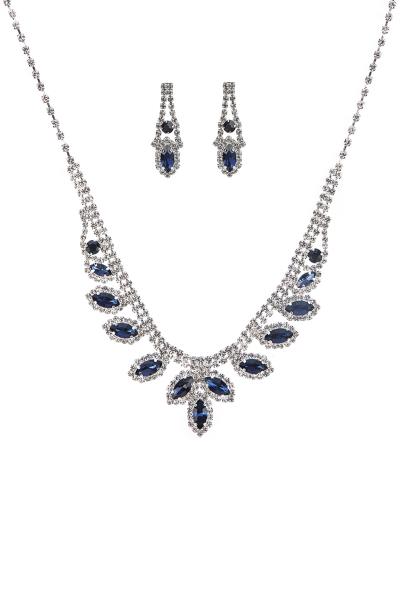 RHINESTONE MARQUISE WEDDING NECKLACE AND EARRING SET