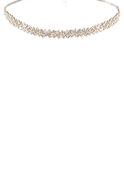 CRISS CROSS RHINESTONE CRYSTAL CHOKER NECKLACE