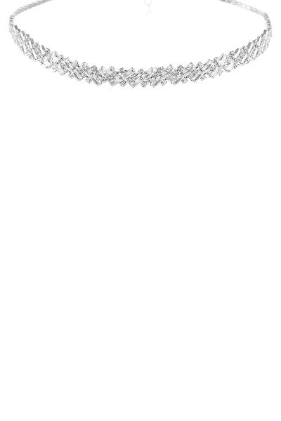 CRISS CROSS RHINESTONE CRYSTAL CHOKER NECKLACE