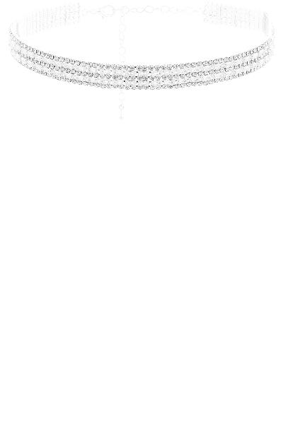CRYSTAL RHINESTONE BAGUETTE 5 LINE CHOKER NECKLACE
