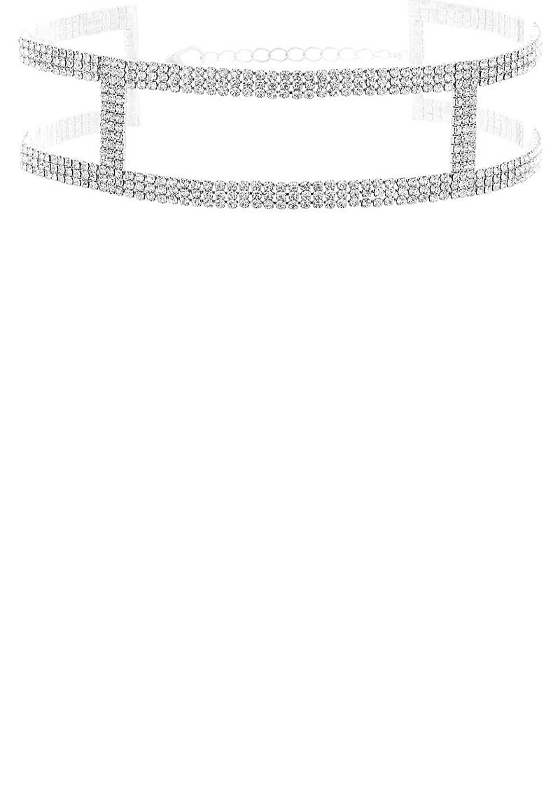 RHINESTONE 2 LINE LINKED CHOKER NECKLACE