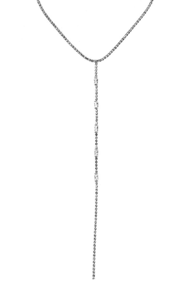 RHINESTONE CRYSTAL BAGUETTE Y CHOKER NECKLACE