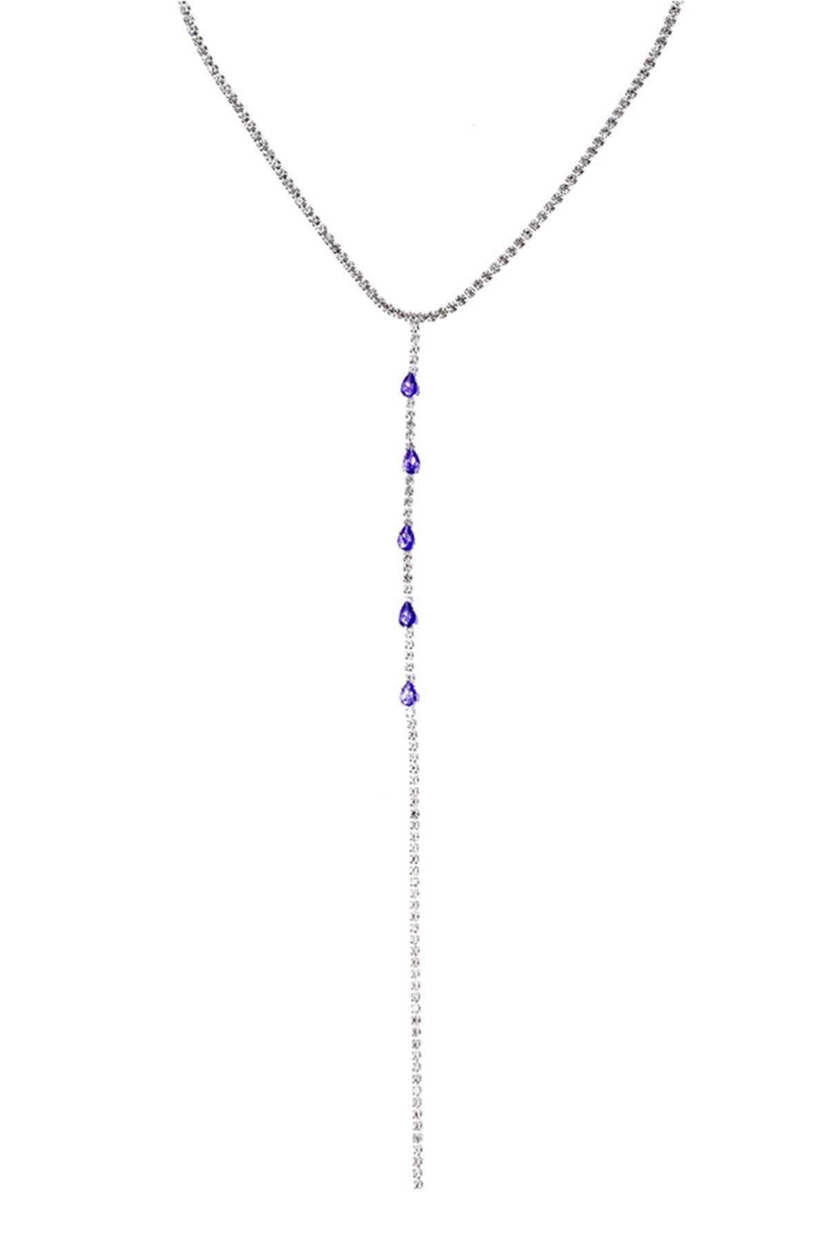 RHINESTONE CUBIC ZIRCONIA TEARDROP Y CHOKER