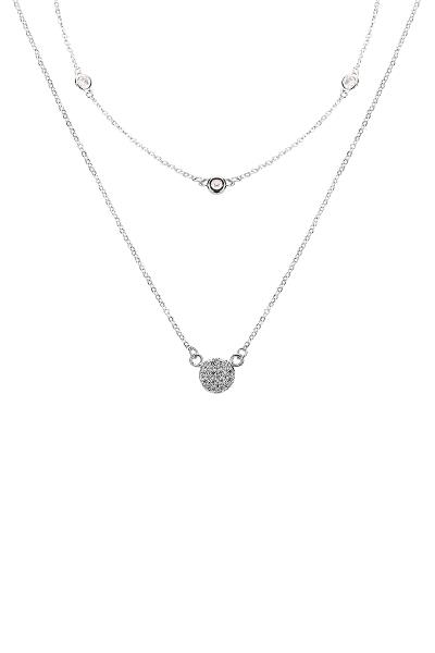 CUBIC ZIRCONIA ROUND 2 LAYERED NECKLACE