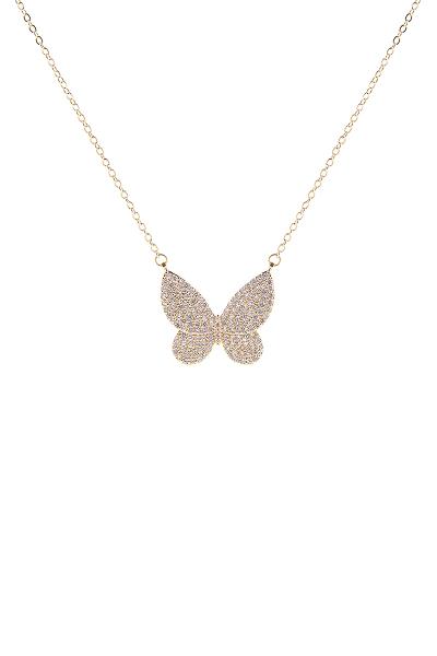 CRYSTAL TILTED BUTTERFLY NECKLACE